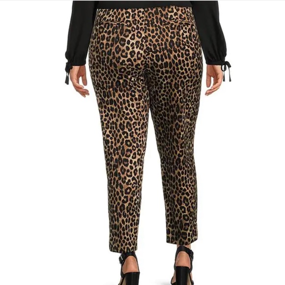MICHAEL Michael Kors Cheetah Print Ponte Knit Pull-On Slim Leg Ankle Pants. - Picture 2 of 12